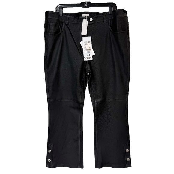 NWT $995 Escada Sport Black Leather Zip Moto Pants sz 14/46 - Picture 1 of 15